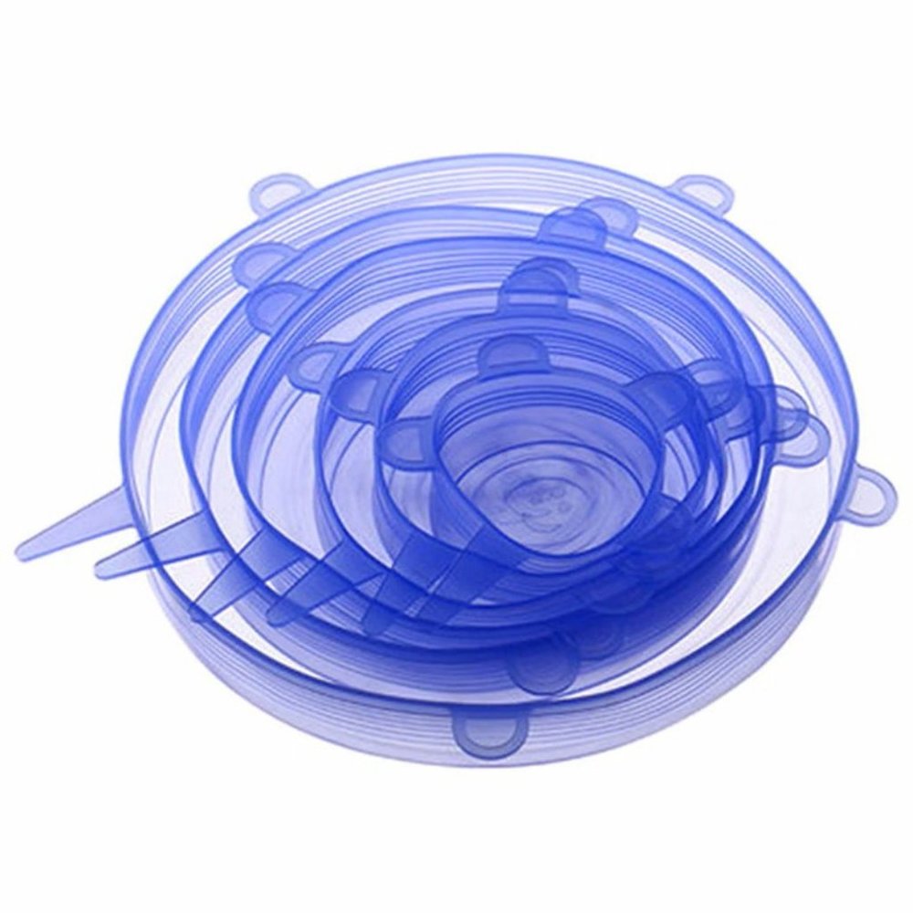 Stretchy 6 Piece Silicone Reusable And Expandable Lids To Keep Foods Fresh